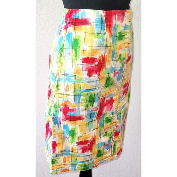 Talbot's Watercolor Stretch Colorful Pencil Skirt Size 10 - Picture 2 of 9
